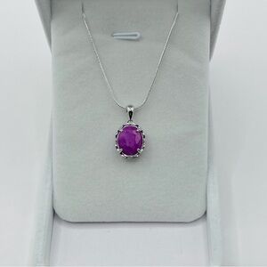 6.38 CT Natural Ruby Sterling Silver Pendant Necklace